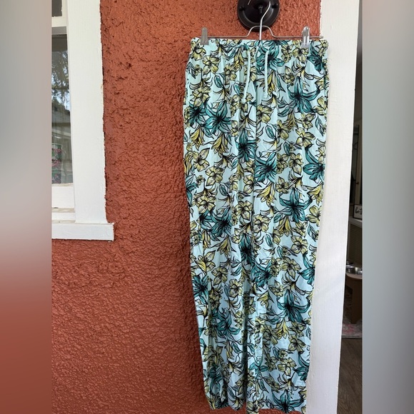 Beach Riot Blue Lagoon Pull On Elastic Waist Lounge Pants-Floral-Rayon-Small - Picture 1 of 3